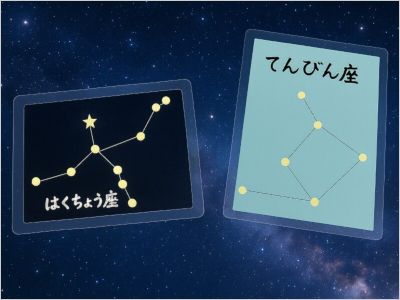 光る星座のカードの写真